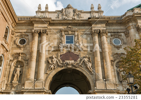 Castle courtyard gate in Budapest royal palace. 23355281