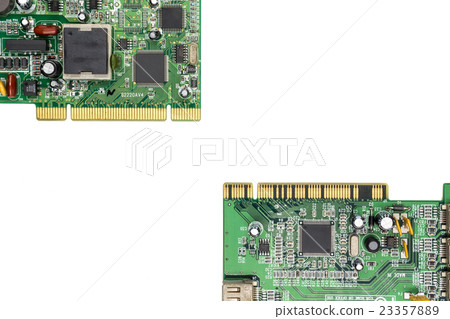 Electronic circuit board on white background. 23357889