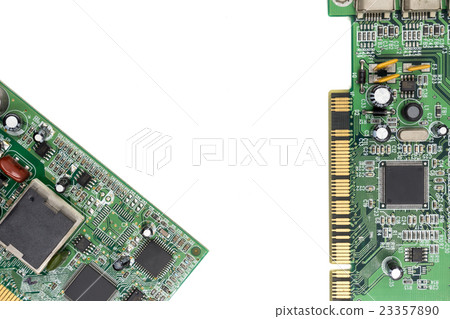 Electronic circuit board on white background 23357890