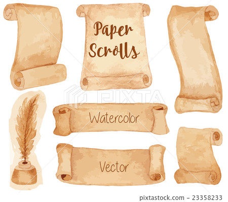 Watercolor ancient paper scrolls 23358233