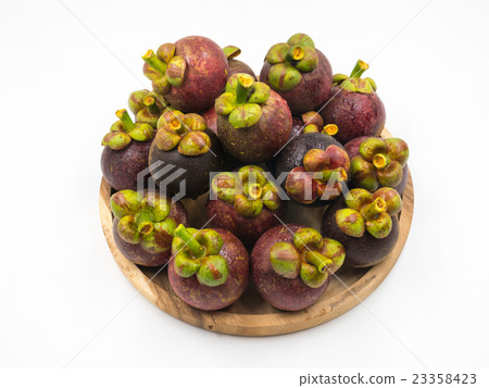 Mangosteen fruit on white background. 23358423