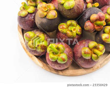 Mangosteen fruit on white background. 23358429