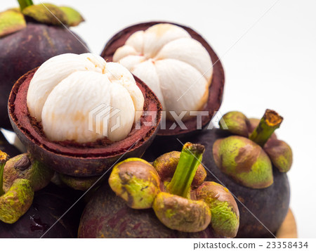 Mangosteen fruit on white background. 23358434
