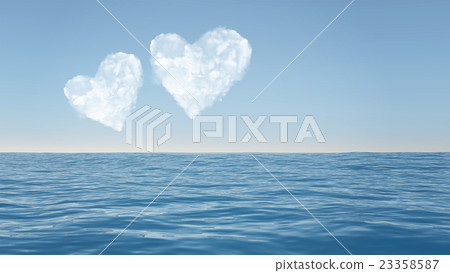 ocean with heart clouds 23358587
