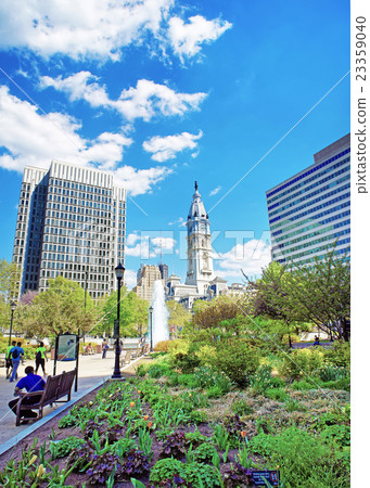 Walkway with Fountain and Philadelphia City Hall Walkway with Fountain and Philadelphia City Hall 23359040