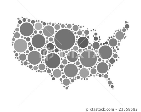 USA map mosaic of black circles USA map mosaic of black circles 23359582
