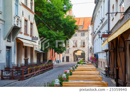 Morning summer street in Riga, Latvia Morning summer street in Riga, Latvia 23359940