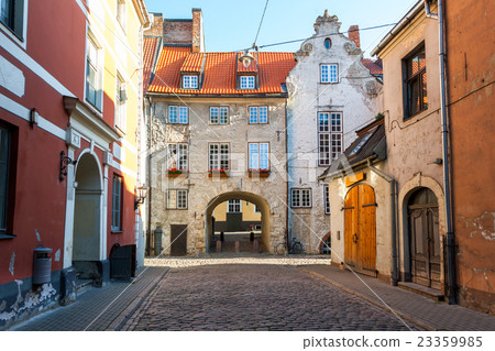 Morning summer medieval street in Riga, Latvia Morning summer medieval street in Riga, Latvia 23359985