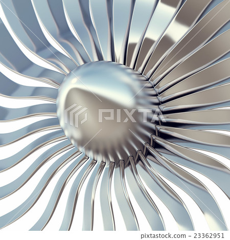 Turbo jet engine blades close-up. 3d illustration 23362951