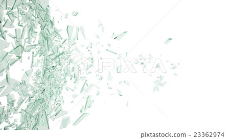 Broken glass isolated on white backgorund. 3d 23362974
