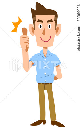 A young man with a short-sleeved shirt will thumbs up 23369028