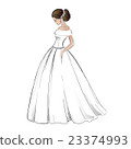 Sketch of young bride model in wedding dress 23374993