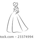 Sketch of an elegant bride in white wedding dress 23374994
