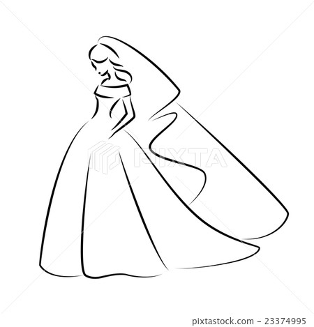 Abstract outline illustration of a young bride 23374995