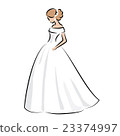 Color sketch of an elegant bride in white dress 23374997
