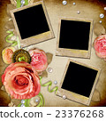 Vintage background with  roses, lace, ribbon 23376268