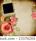 Vintage background with  roses, lace, ribbon 23376269