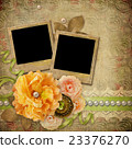 Vintage background with  roses, lace, ribbon 23376270