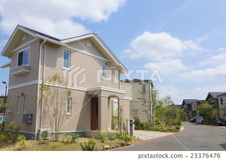 住宅建築新建住宅區形像天空電線地下設計設計住宅種植 照片素材 圖片 圖庫
