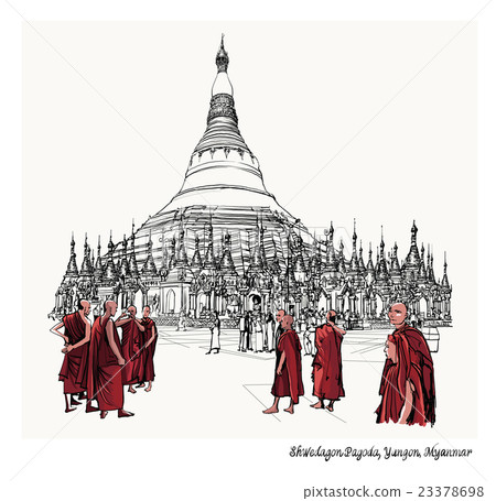 Yangon, Myanmar view of Shwedagon Pagoda Yangon, Myanmar view of Shwedagon Pagoda 23378698
