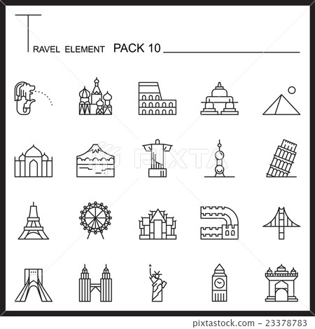 Travel Element Line Icon Set 10.Landmark thin  23378783