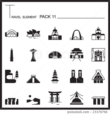 Travel Element Graph Icon Set 11.Landmark thin Travel Element Graph Icon Set 11.Landmark thin 23378798