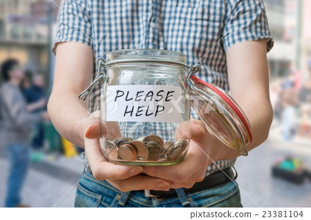 Man is asking for help and begging for money. 23381104