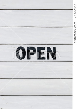 White wooden wall with word"open" White wooden wall with word"open" 23382354