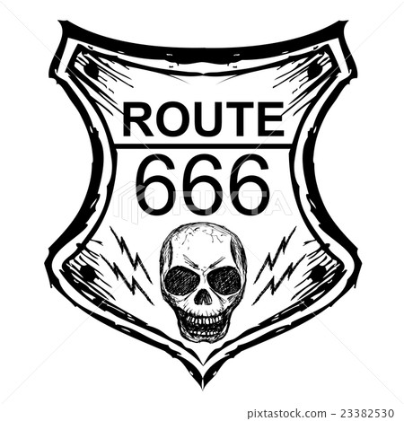 black route 666 sign on a white background 23382530