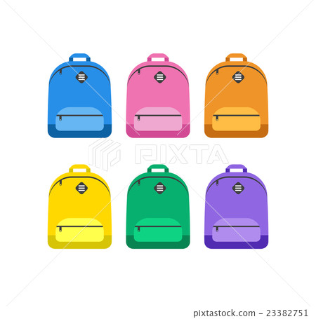 Student bag, backpack colorful set of icons Student bag, backpack colorful set of icons 23382751