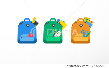 Student bag, backpack colorful set of icons Student bag, backpack colorful set of icons 23382765