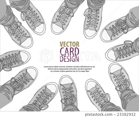 Legs with jeans in any color gumshoes. Vector 23382932