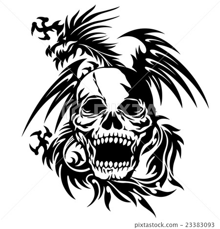 Illustration of Skull and Dragon, Illustration of Skull and Dragon, 23383093
