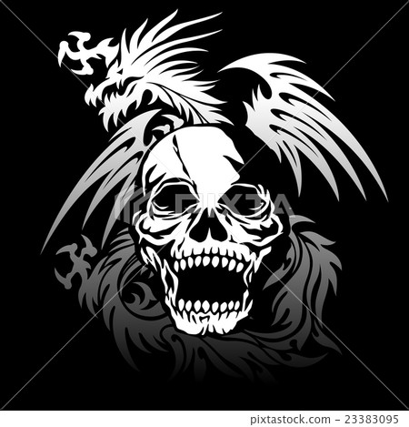 Illustration of Skull and Dragon, Illustration of Skull and Dragon, 23383095
