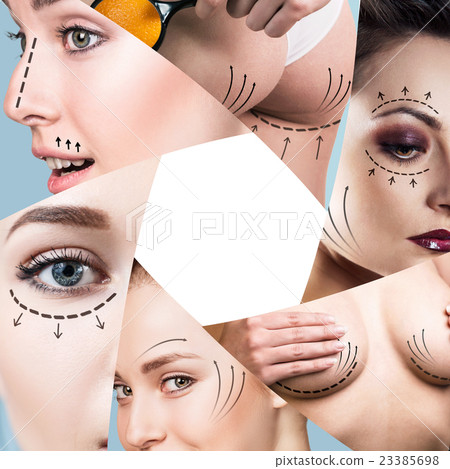 Collage of plastic surgery concept Collage of plastic surgery concept 23385698