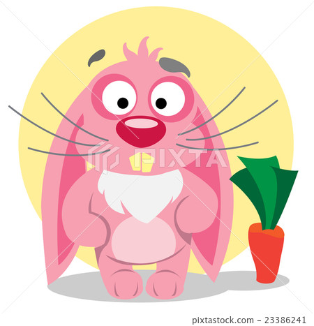 Pink rabbit with carrot - Stock Illustration [23386241] - PIXTA