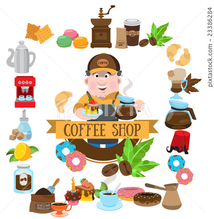 Coffeshop waiter and icons Coffeshop waiter and icons 23386284