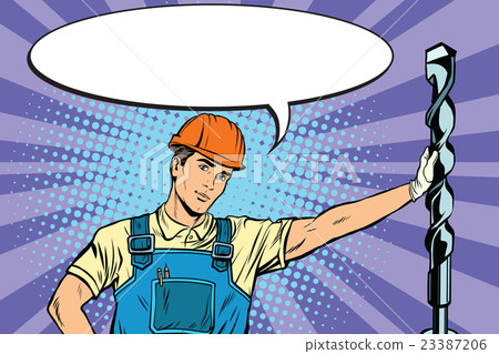 Beautiful professional Builder with electric drill 23387206