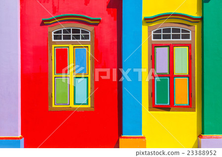 Colorful windows and details on a colonial house 23388952