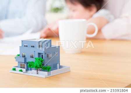 Family Portrait Parts Real Estate Home Purchase My Home Plan Baby and parents Copy space 23391804