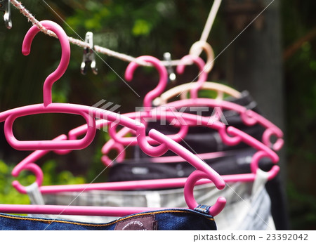colorful plastic cloth hanging close-up outdoor colorful plastic cloth hanging close-up outdoor 23392042