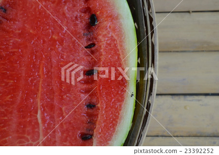 watermelon on bamboo shallow tray watermelon on bamboo shallow tray 23392252