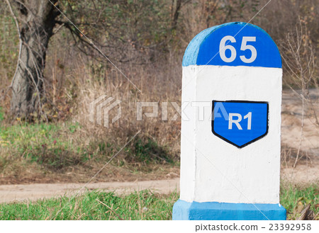 Post kilometer sign Post kilometer sign 23392958