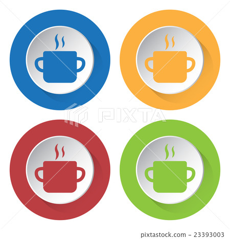 set of four icons - cooking pot with smoke 23393003