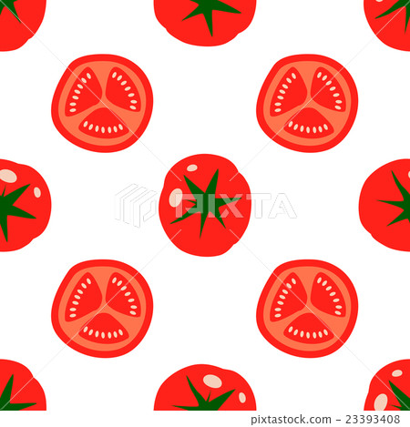 Seamless pattern red tomatoes vector in white. 23393408