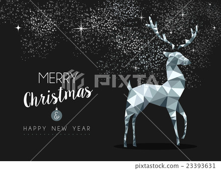 Silver greeting card for christmas with deer Silver greeting card for christmas with deer 23393631