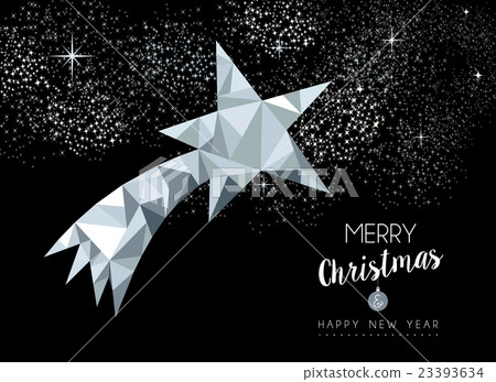 Merry christmas greeting card with silver star Merry christmas greeting card with silver star 23393634