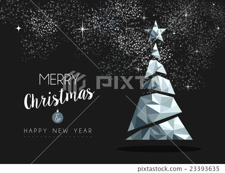 Merry christmas silver pine tree greeting card Merry christmas silver pine tree greeting card 23393635