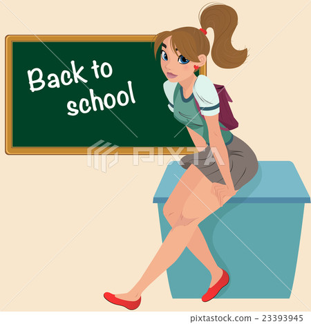 Cartoon Young Student Teenager On Desk Stock Illustration