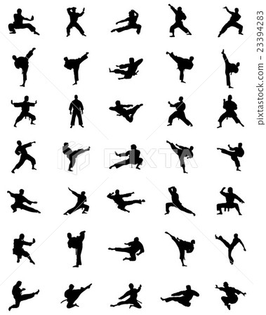 Black karate silhouettes 23394283